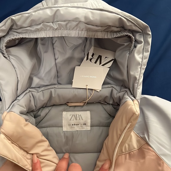 Zara Girls Winter Jacket Puffer Pink Grey Brown Size 4/5 BNWT - Picture 2 of 3